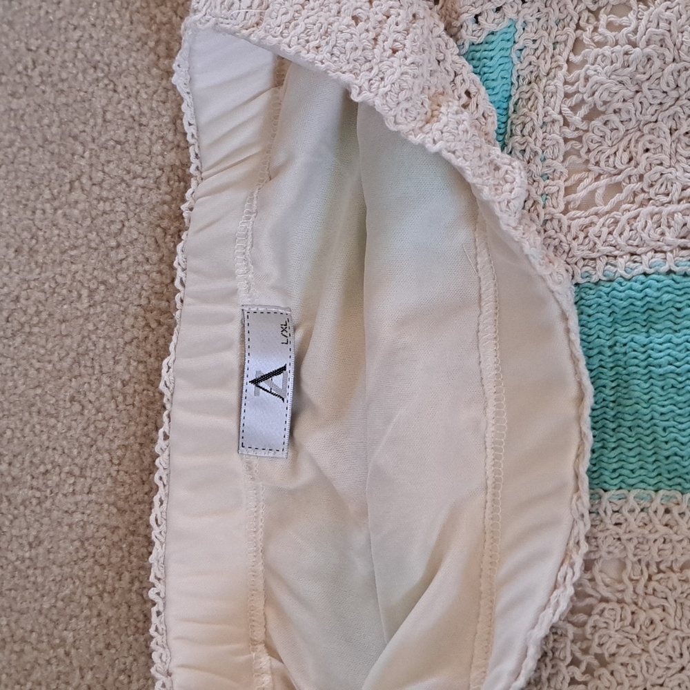 AZ Crochet Vest and Skirt Set in Cream and Turquoise - Picture 8 of 8